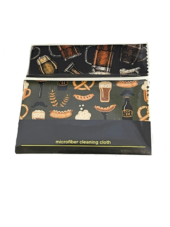 Microfiber Cleaning Cloth with Beer Patterns in Pouch