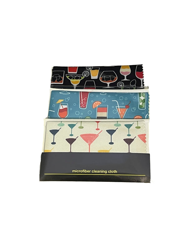 Microfiber Cleaning Cloth with Cocktail Patterns in Pouch