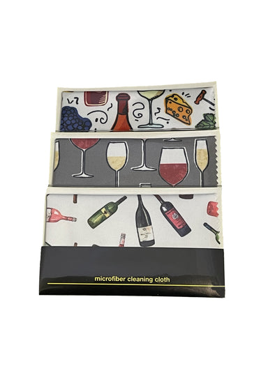 Microfiber Cleaning Cloth with Wine Patterns in Pouch