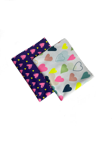 Microfiber Cleaning Cloths with Neon Heart Patterns