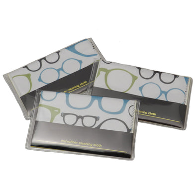 Microfiber Cleaning Cloth with Glasses Pattern in Pouch