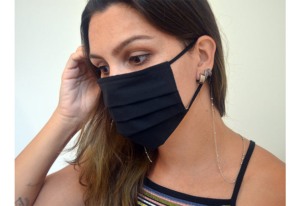 Reusable Pleated Face Mask- Black